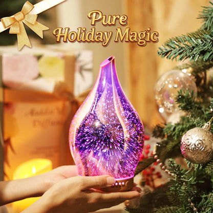 Essential Oil Diffuser 3D Firework Glass Aromatherapy Ultrasonic Humidifier Rose Gold, Auto Shut-Off, Timer Setting, BPA Free, Aroma Decoration for Home, Office, Gym, Spa, Premium Gift 100Ml